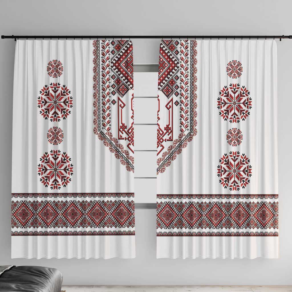 Ukraine Vyshyvanka Inspired Patterns Window Curtain White