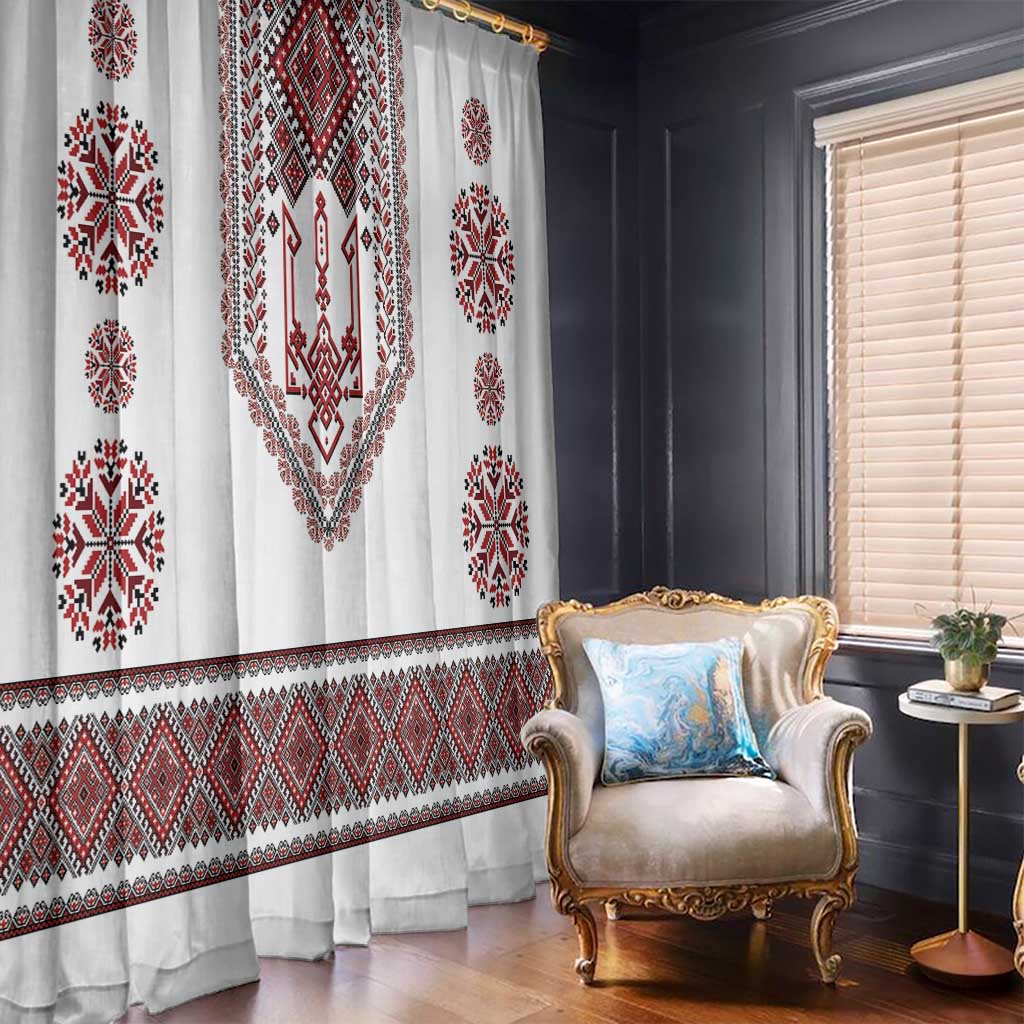 Ukraine Vyshyvanka Inspired Patterns Window Curtain White