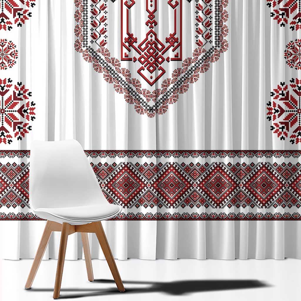 Ukraine Vyshyvanka Inspired Patterns Window Curtain White