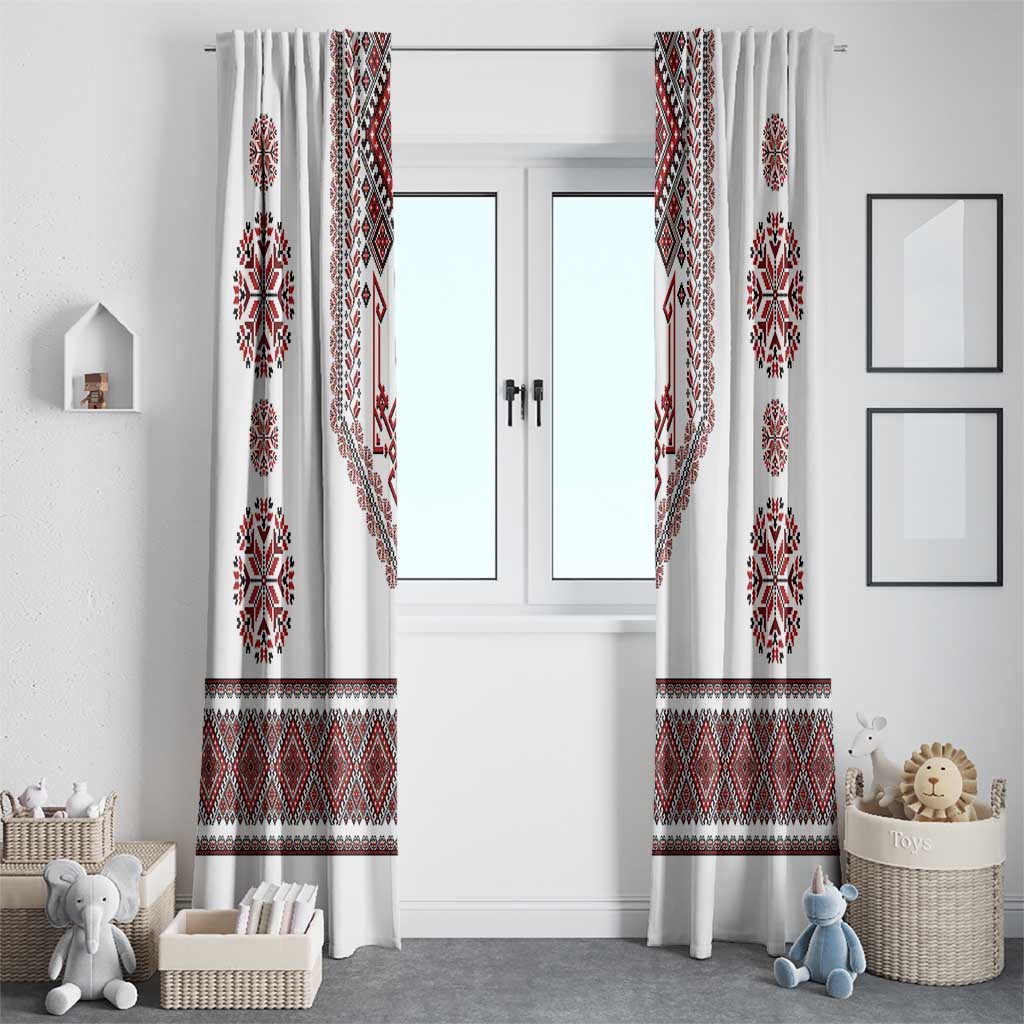 Ukraine Vyshyvanka Inspired Patterns Window Curtain White