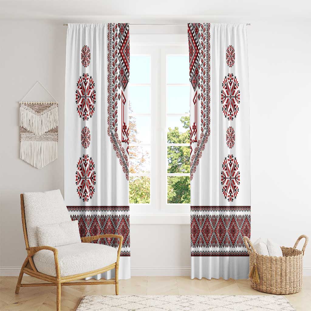 Ukraine Vyshyvanka Inspired Patterns Window Curtain White