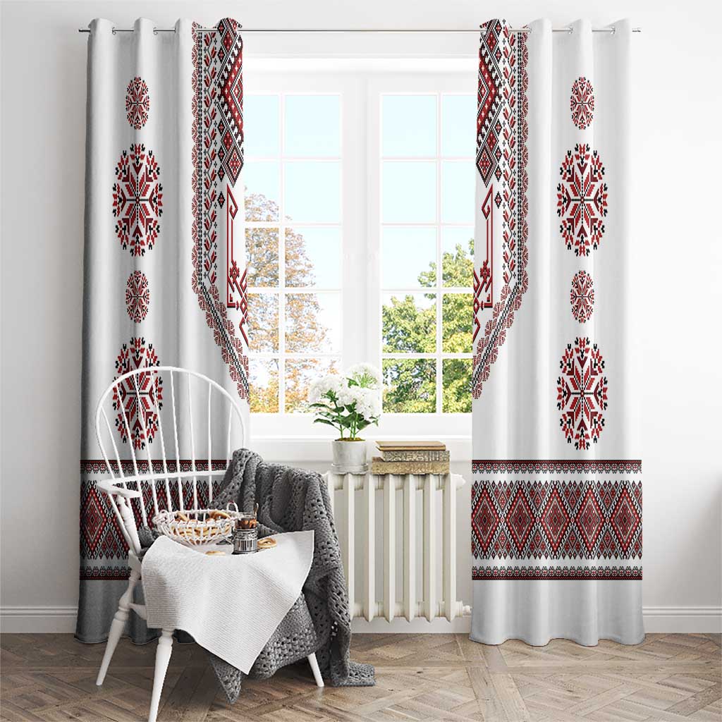 Ukraine Vyshyvanka Inspired Patterns Window Curtain White