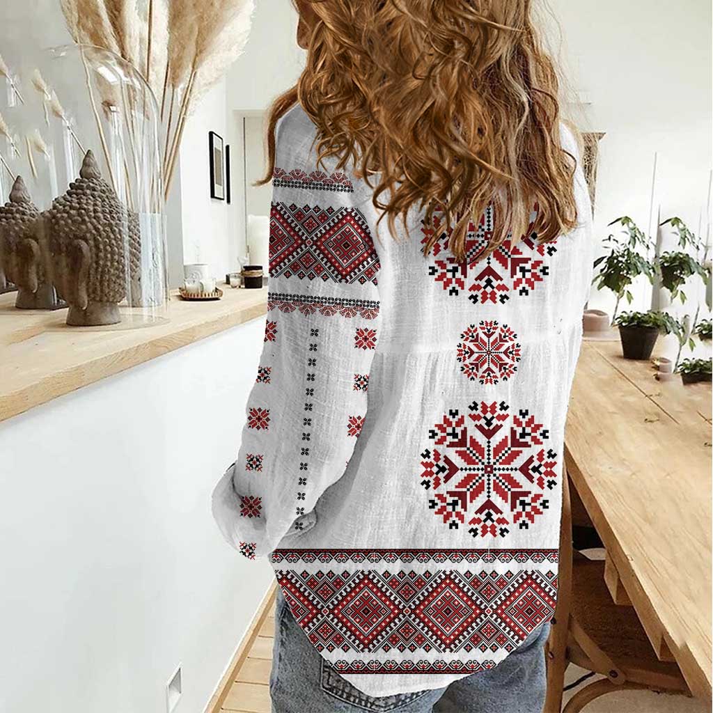Ukraine Vyshyvanka Inspired Patterns Women Casual Shirt White