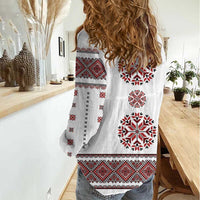 Ukraine Vyshyvanka Inspired Patterns Women Casual Shirt White