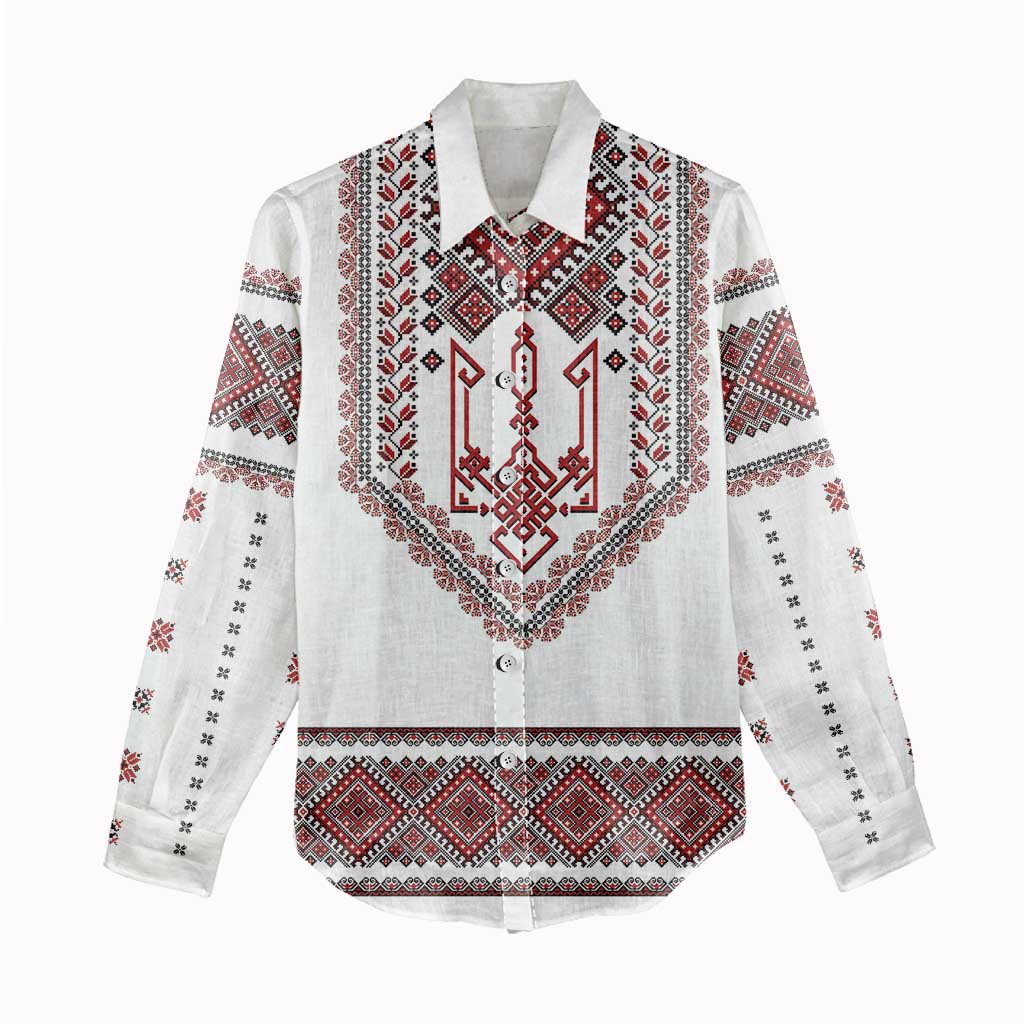 Ukraine Vyshyvanka Inspired Patterns Women Casual Shirt White