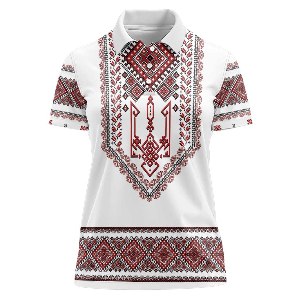 Ukraine Vyshyvanka Inspired Patterns Women Polo Shirt White