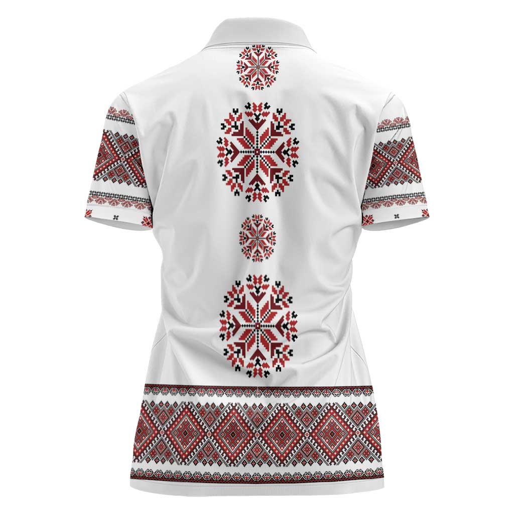 Ukraine Vyshyvanka Inspired Patterns Women Polo Shirt White