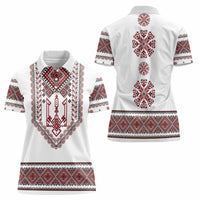 Ukraine Vyshyvanka Inspired Patterns Women Polo Shirt White