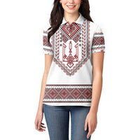Ukraine Vyshyvanka Inspired Patterns Women Polo Shirt White