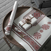 Ukraine Vyshyvanka Inspired Patterns Wrapping Paper White