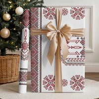 Ukraine Vyshyvanka Inspired Patterns Wrapping Paper White
