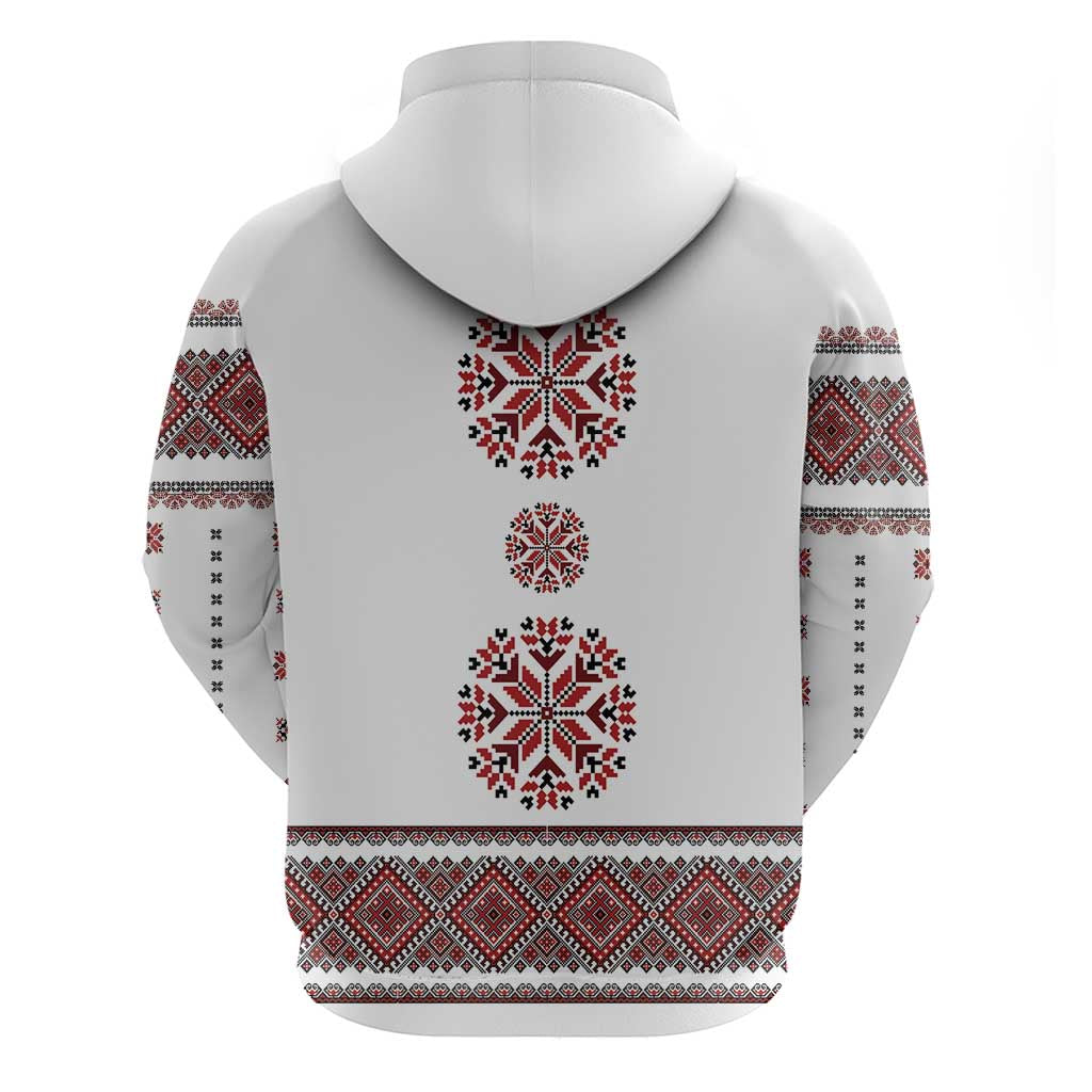 Ukraine Vyshyvanka Inspired Patterns Zip Hoodie White