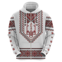 Ukraine Vyshyvanka Inspired Patterns Zip Hoodie White