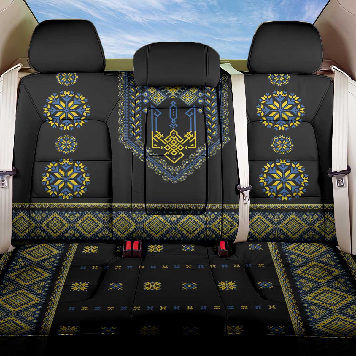 Ukraine Vyshyvanka Inspired Patterns Back Car Seat Cover Ukraini Colors