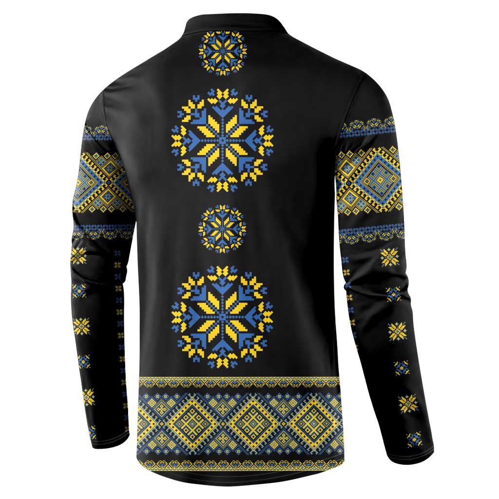 Ukraine Vyshyvanka Inspired Patterns Button Sweatshirt Ukraini Colors