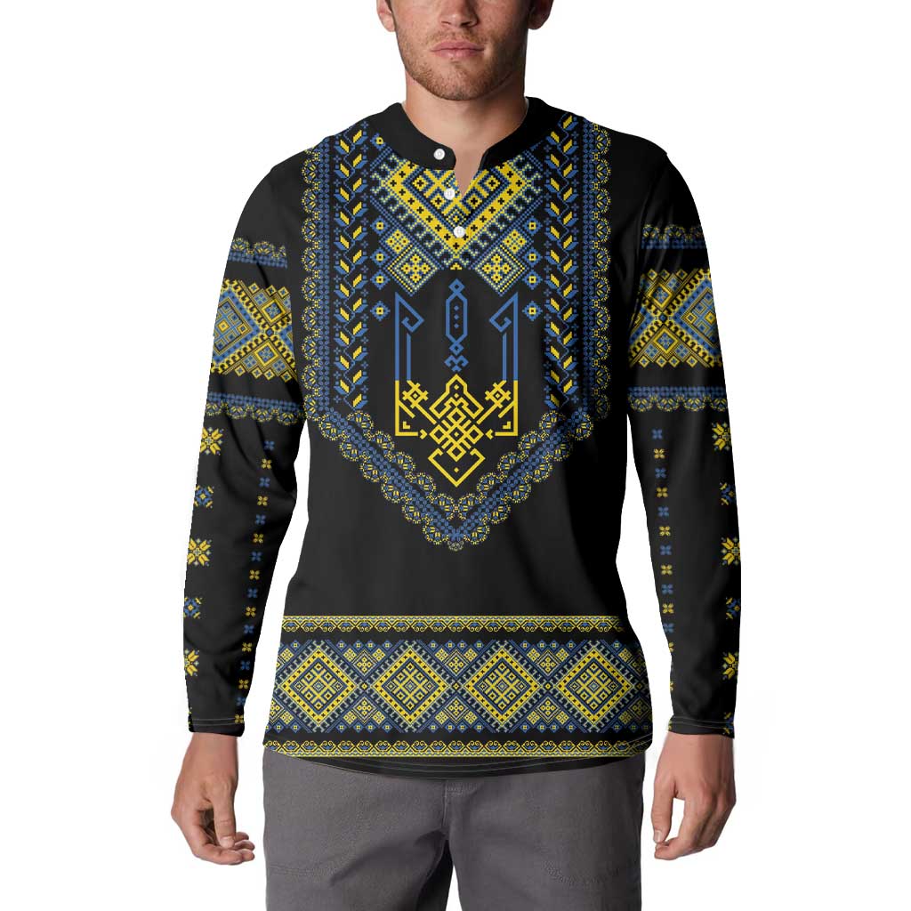Ukraine Vyshyvanka Inspired Patterns Button Sweatshirt Ukraini Colors