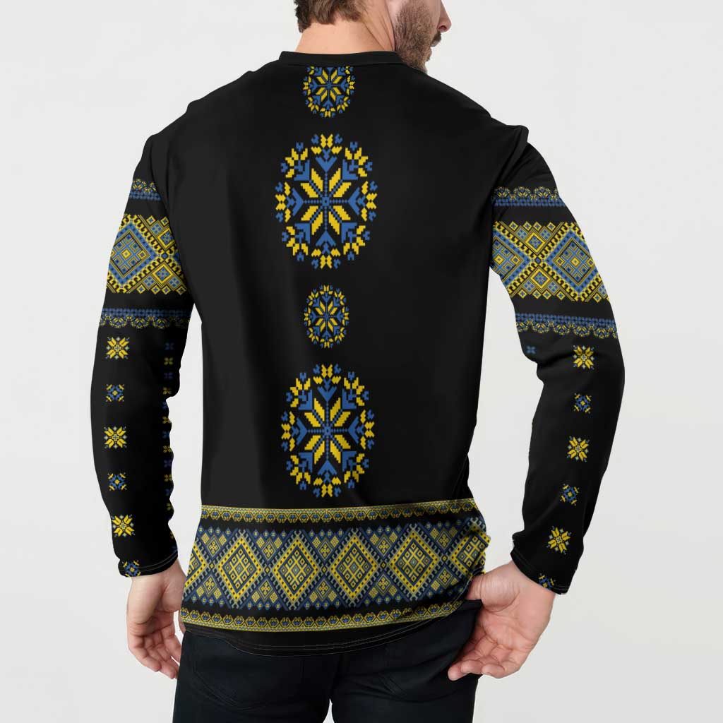 Ukraine Vyshyvanka Inspired Patterns Button Sweatshirt Ukraini Colors