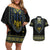 Ukraine Vyshyvanka Inspired Patterns Couples Matching Off Shoulder Short Dress and Hawaiian Shirt Ukraini Colors