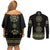 Ukraine Vyshyvanka Inspired Patterns Couples Matching Off Shoulder Short Dress and Long Sleeve Button Shirt Ukraini Colors