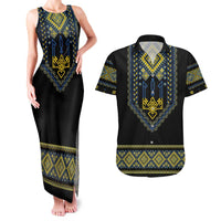 Ukraine Vyshyvanka Inspired Patterns Couples Matching Tank Maxi Dress and Hawaiian Shirt Ukraini Colors