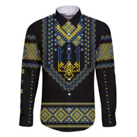 Ukraine Vyshyvanka Inspired Patterns Family Matching Long Sleeve Bodycon Dress and Hawaiian Shirt Ukraini Colors