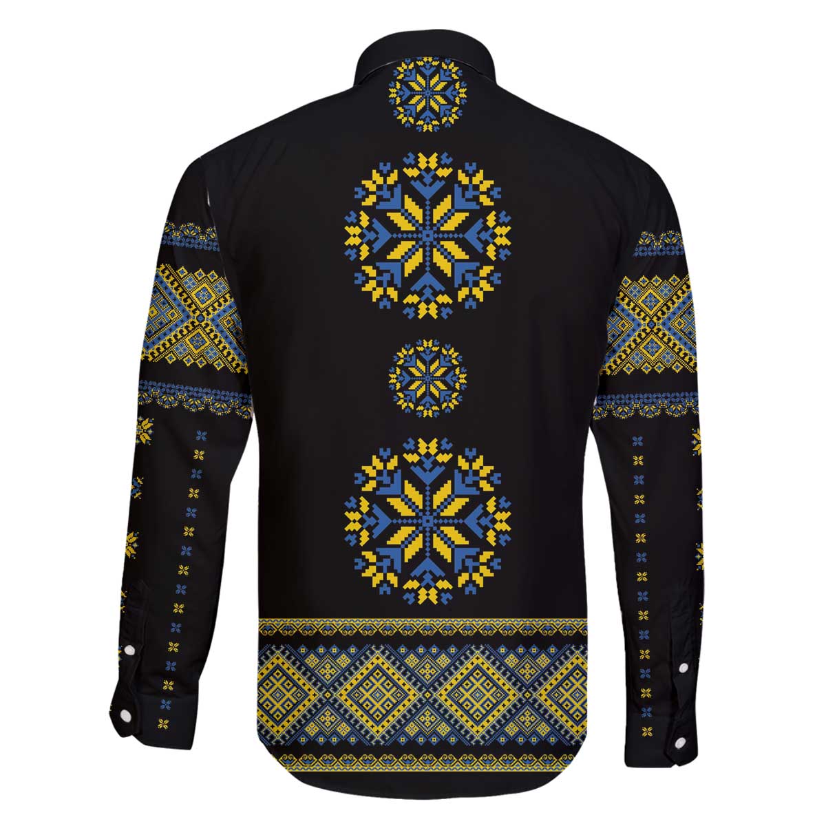 Ukraine Vyshyvanka Inspired Patterns Family Matching Off The Shoulder Long Sleeve Dress and Hawaiian Shirt Ukraini Colors