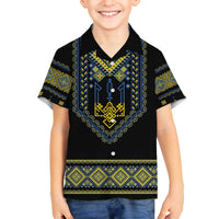 Ukraine Vyshyvanka Inspired Patterns Family Matching Off The Shoulder Long Sleeve Dress and Hawaiian Shirt Ukraini Colors