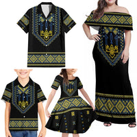 Ukraine Vyshyvanka Inspired Patterns Family Matching Off Shoulder Maxi Dress and Hawaiian Shirt Ukraini Colors