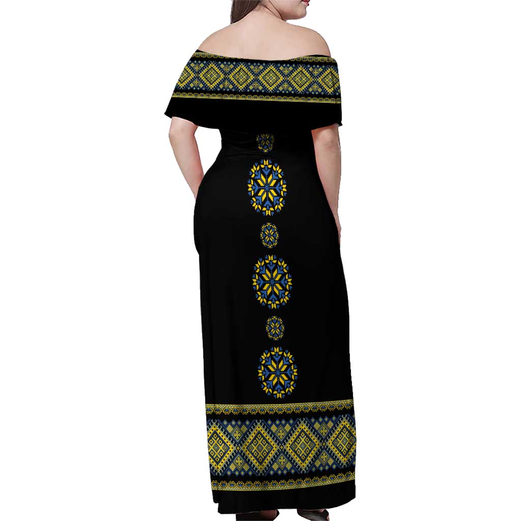 Ukraine Vyshyvanka Inspired Patterns Family Matching Off Shoulder Maxi Dress and Hawaiian Shirt Ukraini Colors