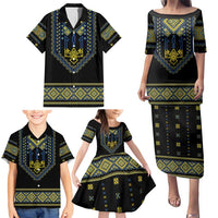 Ukraine Vyshyvanka Inspired Patterns Family Matching Puletasi and Hawaiian Shirt Ukraini Colors