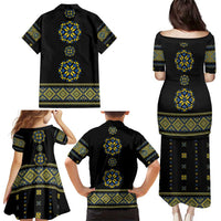Ukraine Vyshyvanka Inspired Patterns Family Matching Puletasi and Hawaiian Shirt Ukraini Colors