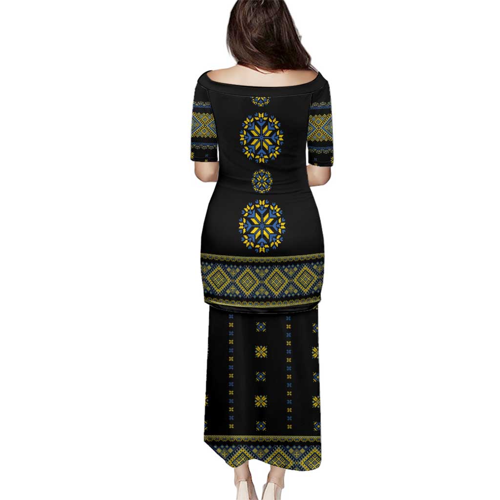 Ukraine Vyshyvanka Inspired Patterns Family Matching Puletasi and Hawaiian Shirt Ukraini Colors