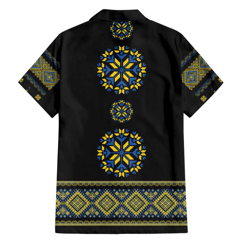 Ukraine Vyshyvanka Inspired Patterns Family Matching Short Sleeve Bodycon Dress and Hawaiian Shirt Ukraini Colors