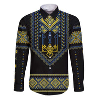 Ukraine Vyshyvanka Inspired Patterns Family Matching Short Sleeve Bodycon Dress and Hawaiian Shirt Ukraini Colors