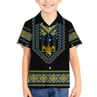 Ukraine Vyshyvanka Inspired Patterns Family Matching Short Sleeve Bodycon Dress and Hawaiian Shirt Ukraini Colors