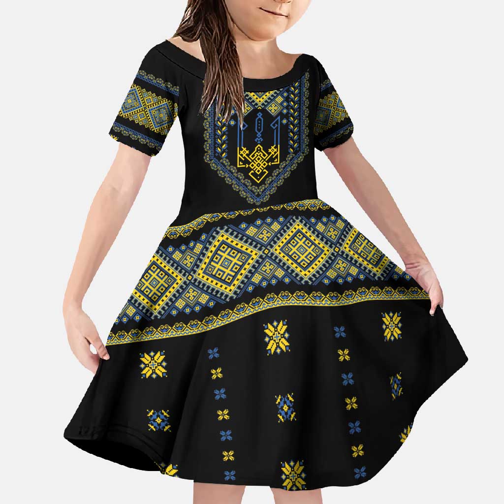 Ukraine Vyshyvanka Inspired Patterns Family Matching Summer Maxi Dress and Hawaiian Shirt Ukraini Colors