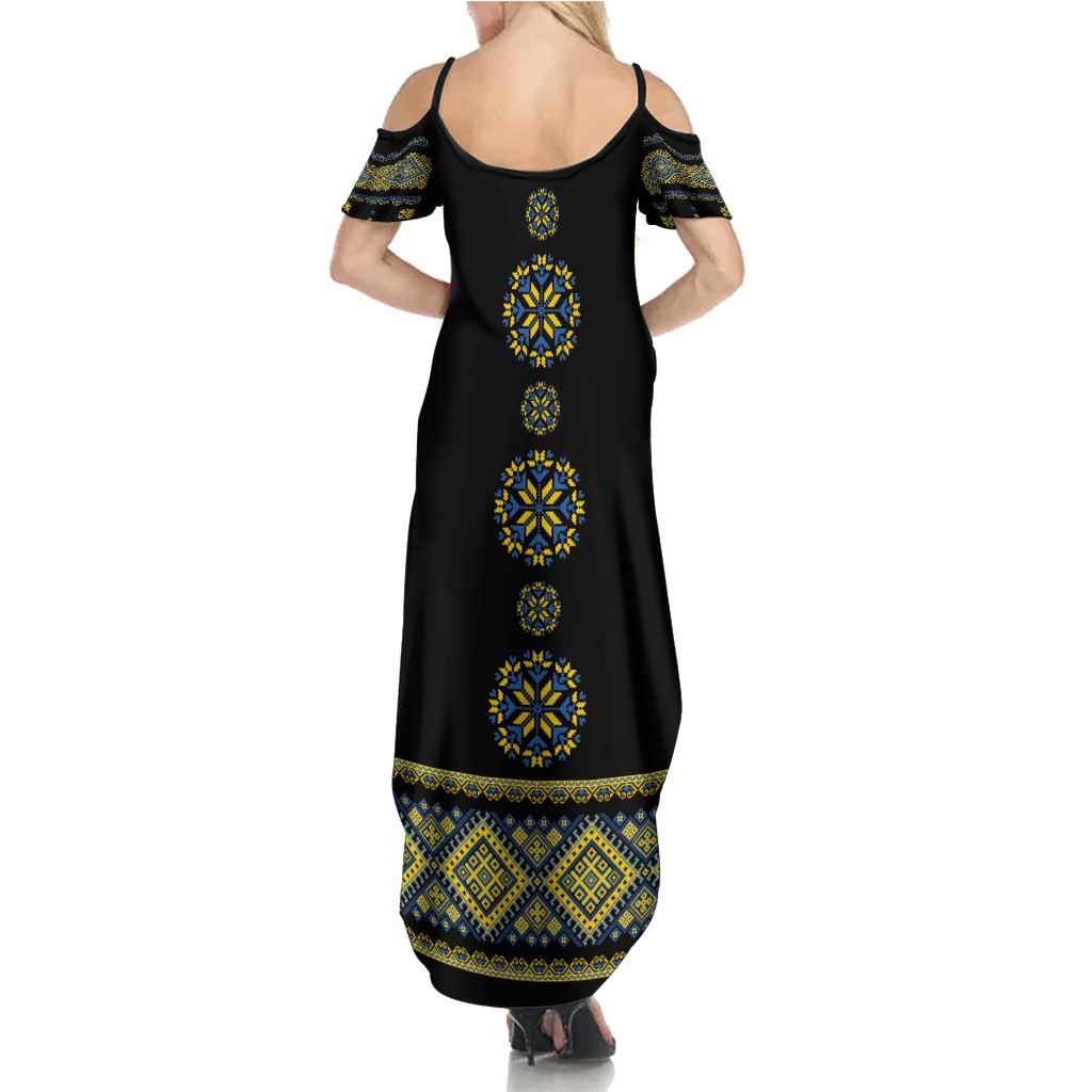Ukraine Vyshyvanka Inspired Patterns Family Matching Summer Maxi Dress and Hawaiian Shirt Ukraini Colors
