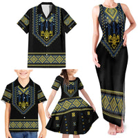 Ukraine Vyshyvanka Inspired Patterns Family Matching Tank Maxi Dress and Hawaiian Shirt Ukraini Colors
