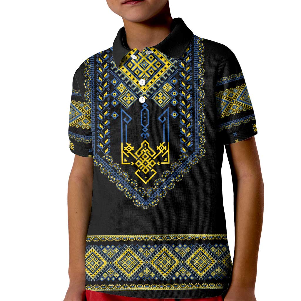 Ukraine Vyshyvanka Inspired Patterns Kid Polo Shirt Ukraini Colors