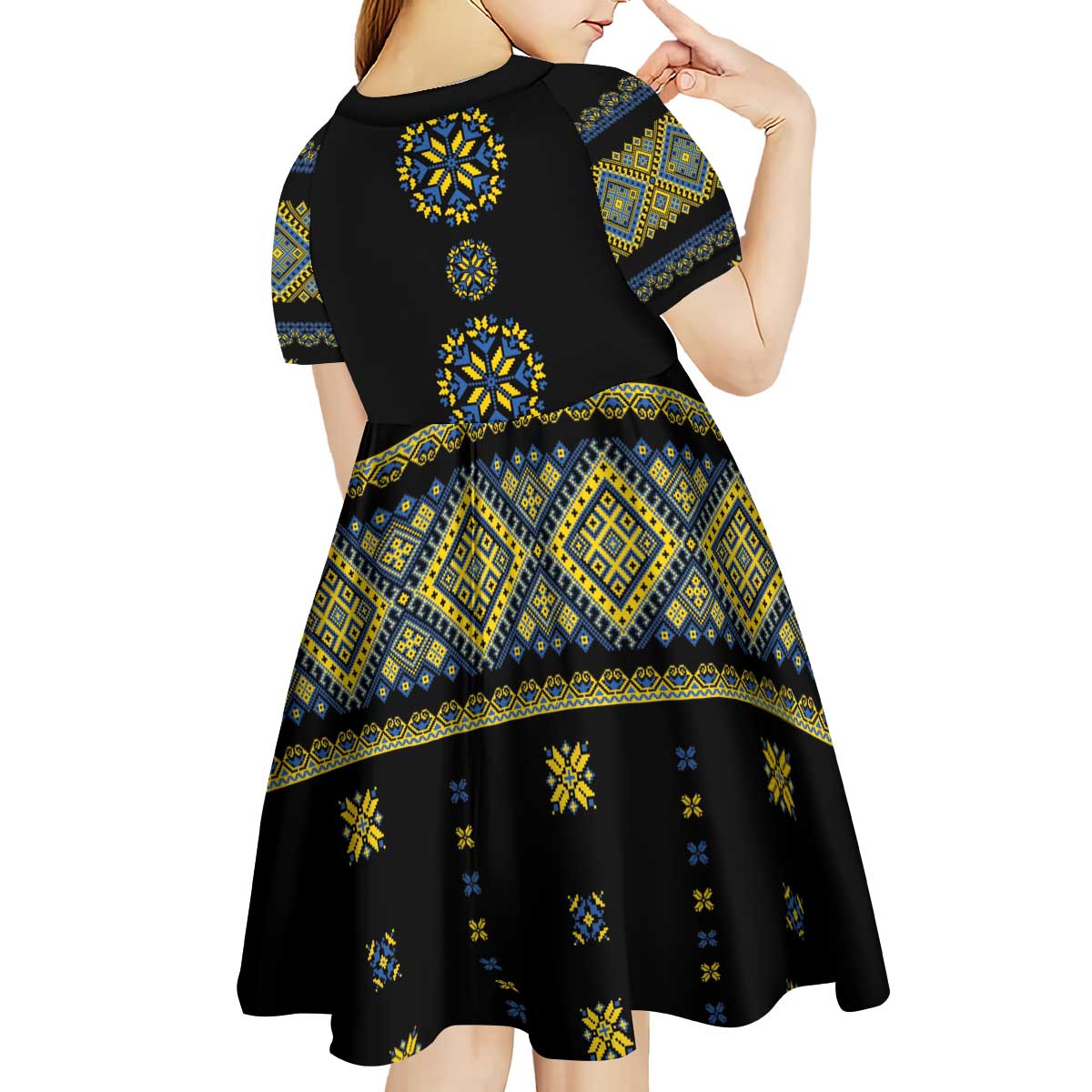 Ukraine Vyshyvanka Inspired Patterns Kid Short Sleeve Dress Ukraini Colors