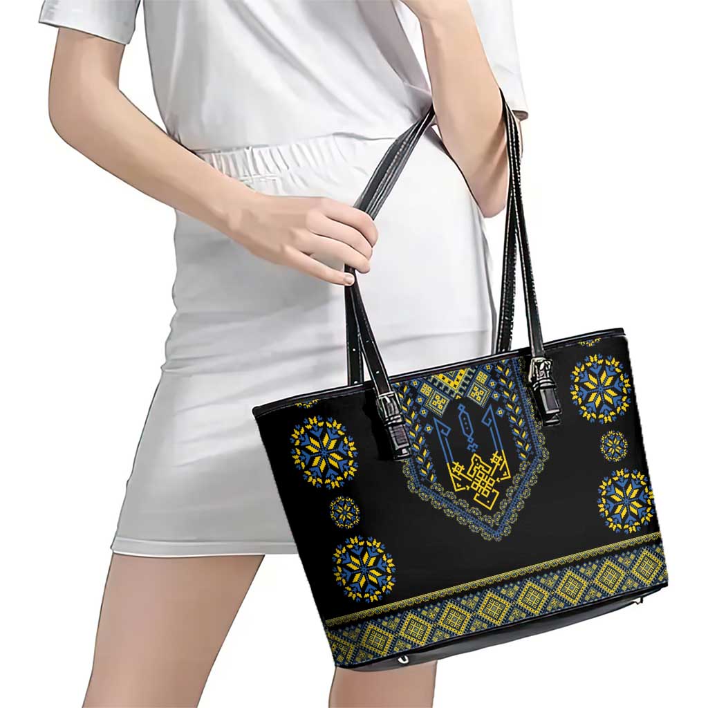 Ukraine Vyshyvanka Inspired Patterns Leather Tote Bag Ukraini Colors