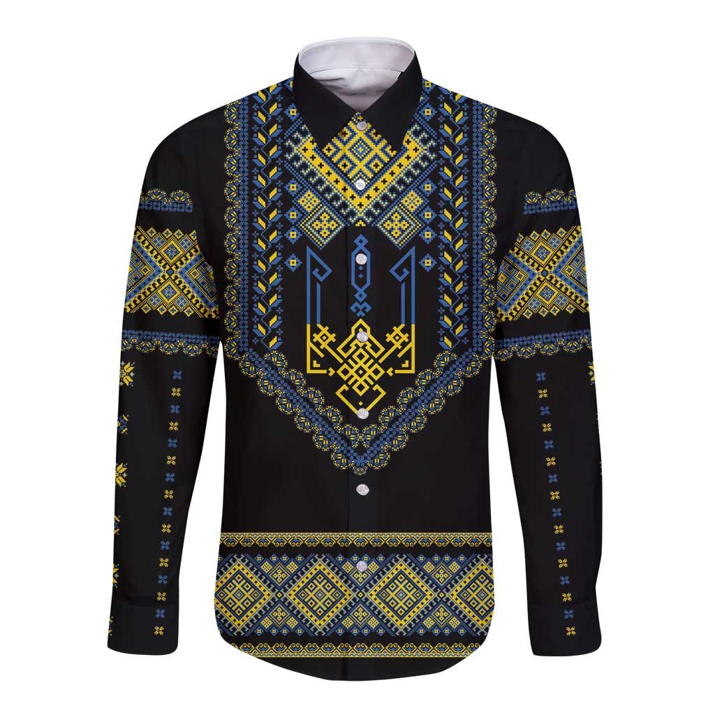 Ukraine Vyshyvanka Inspired Patterns Long Sleeve Button Shirt Ukraini Colors