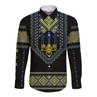 Ukraine Vyshyvanka Inspired Patterns Long Sleeve Button Shirt Ukraini Colors