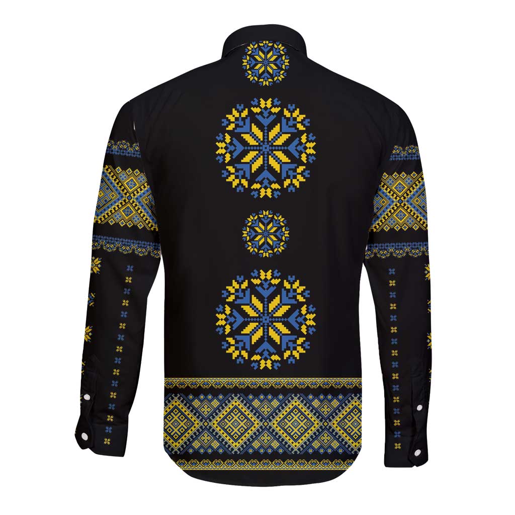Ukraine Vyshyvanka Inspired Patterns Long Sleeve Button Shirt Ukraini Colors