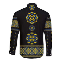 Ukraine Vyshyvanka Inspired Patterns Long Sleeve Button Shirt Ukraini Colors