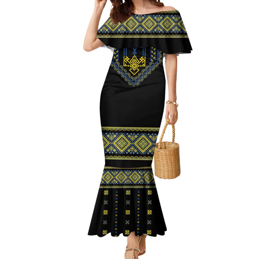 Ukraine Vyshyvanka Inspired Patterns Mermaid Dress Ukraini Colors