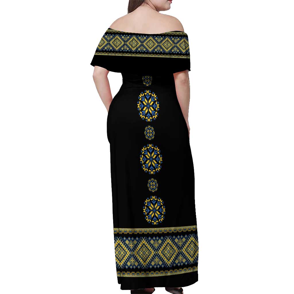 Ukraine Vyshyvanka Inspired Patterns Off Shoulder Maxi Dress Ukraini Colors