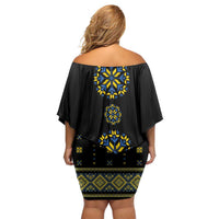 Ukraine Vyshyvanka Inspired Patterns Off Shoulder Short Dress Ukraini Colors