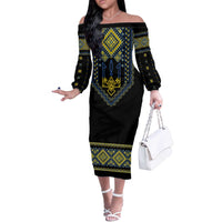 Ukraine Vyshyvanka Inspired Patterns Off The Shoulder Long Sleeve Dress Ukraini Colors