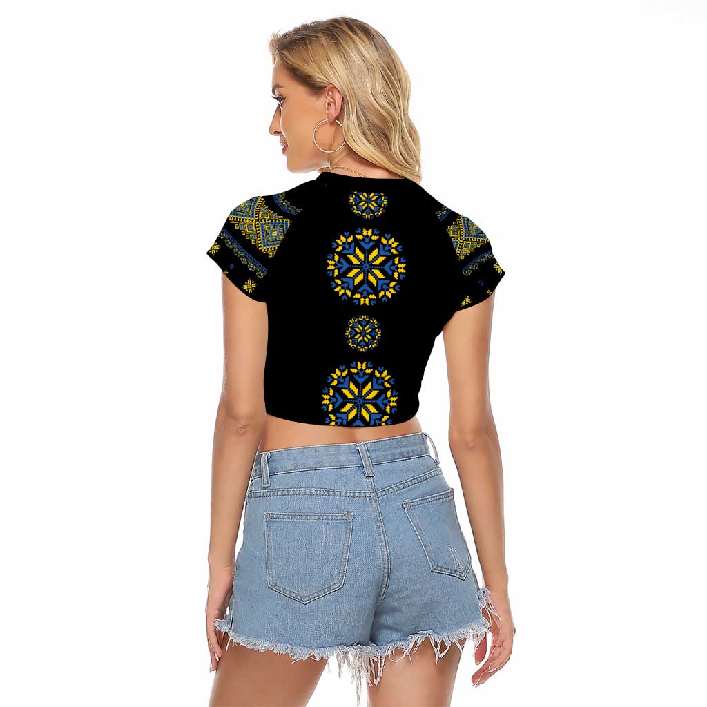 Ukraine Vyshyvanka Inspired Patterns Raglan Cropped T Shirt Ukraini Colors